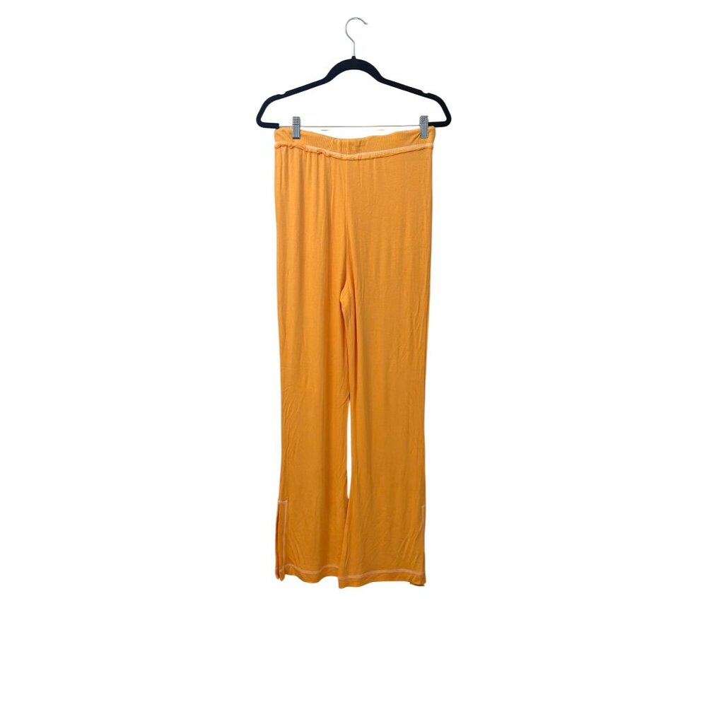 Out From Under Y2K Yellow Boho Ribbed Wide-Leg Loungewear Drawstring Pants L - Picture 2 of 12